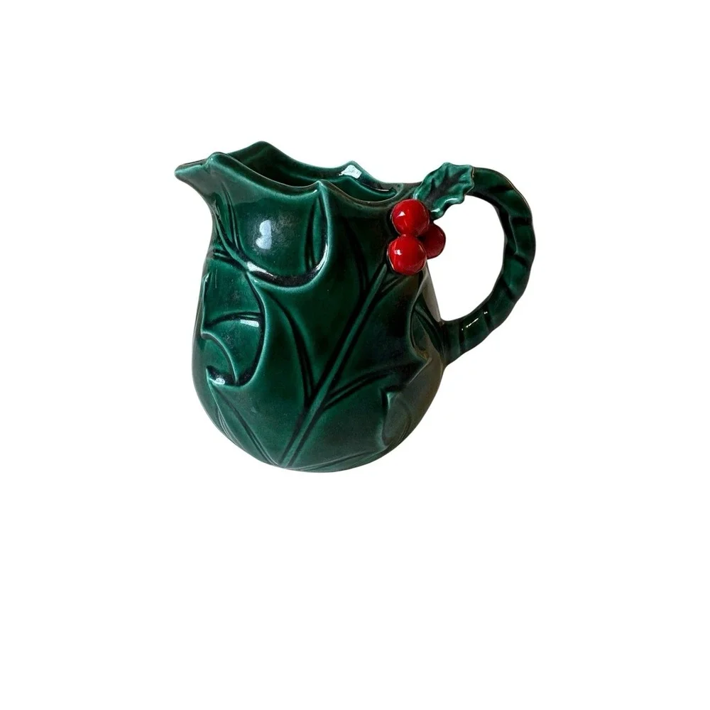 Vintage‎ Lefton Set Creamer & Sugar Bowl With Lid Holly Berries #1355